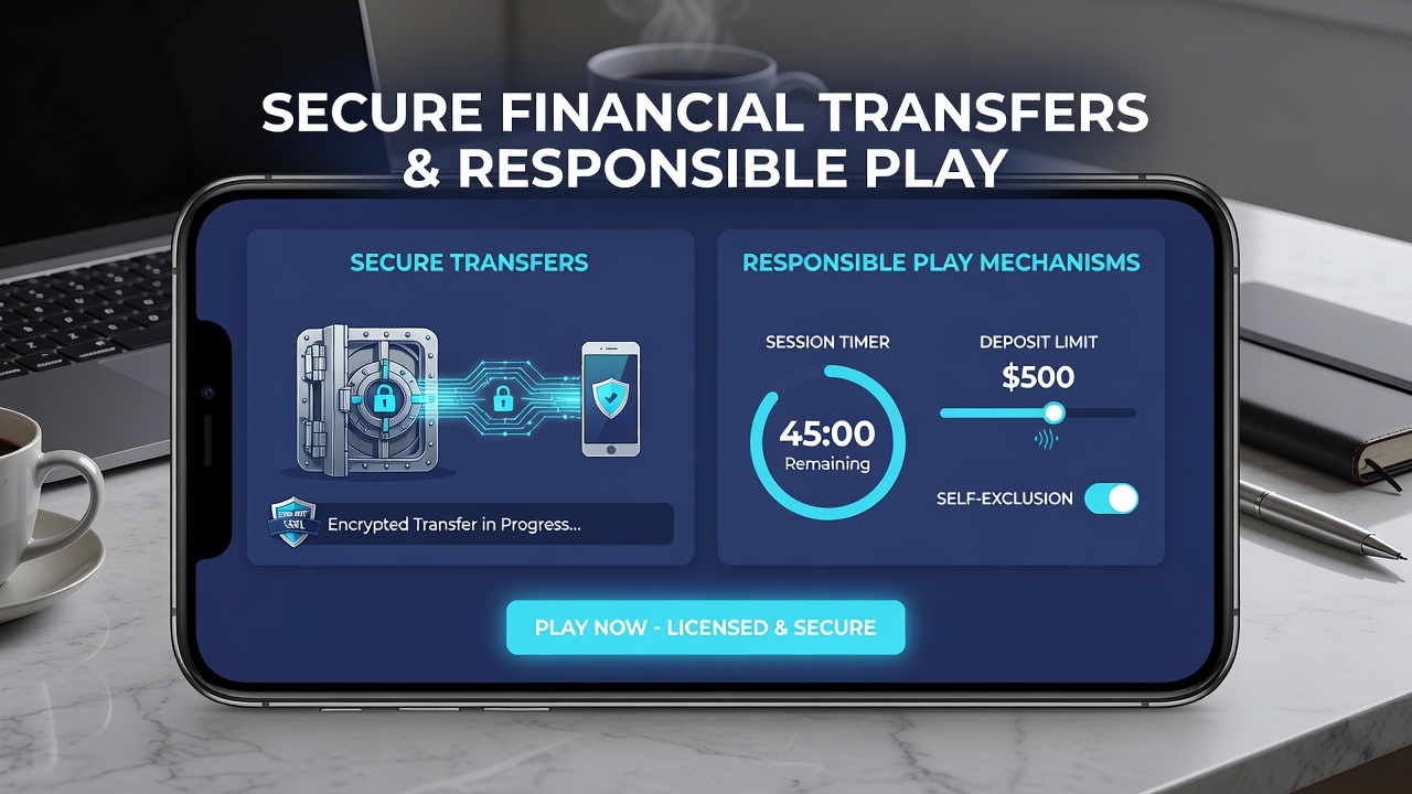 Gebruikersinterface van een Nederlandse mobiele casino app met verantwoord spelen dashboards