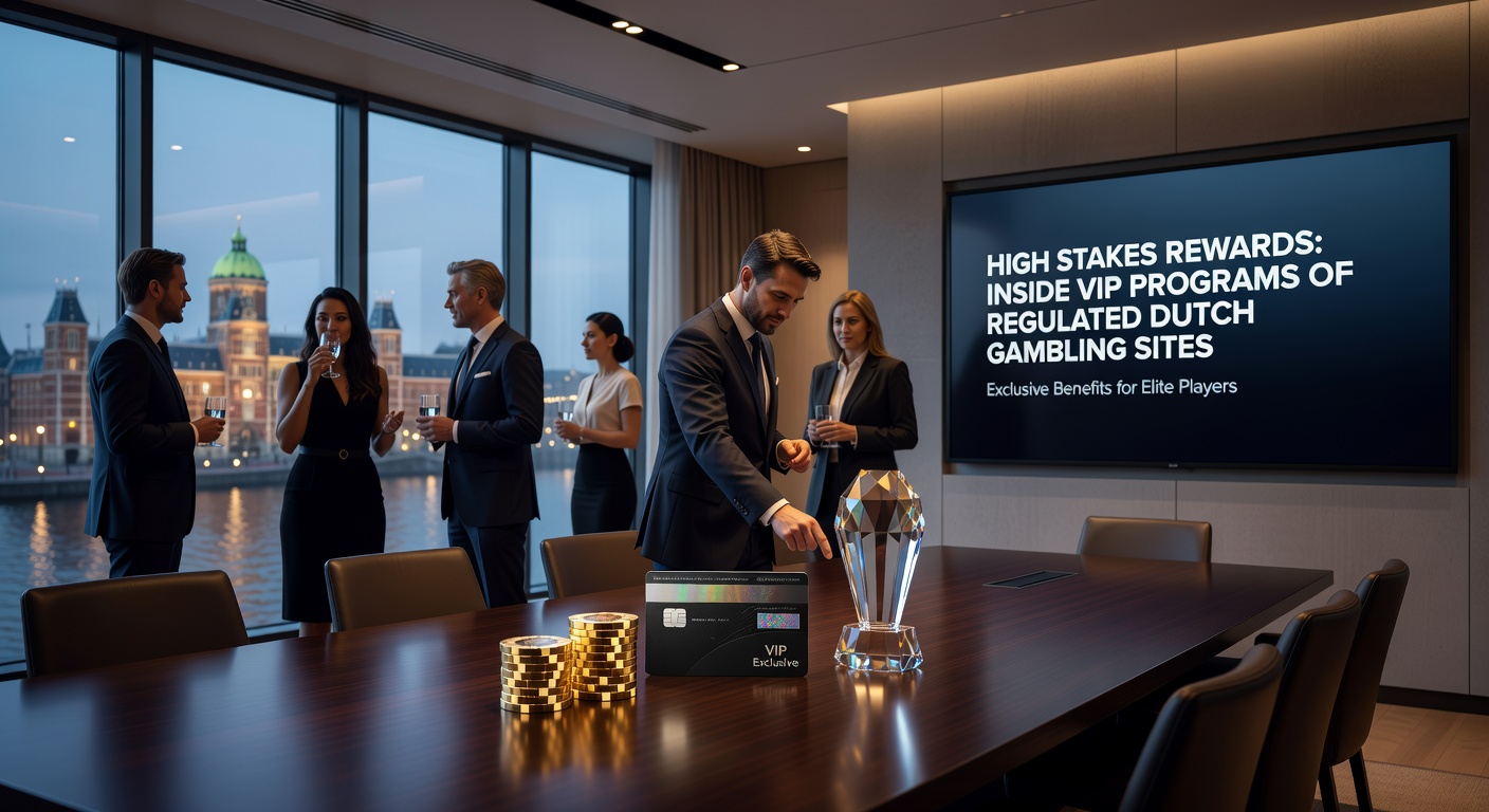 Luxe VIP-lounge in een gereguleerd Nederlands online casino met high rollers aan blackjacktafels en persoonlijke hosts