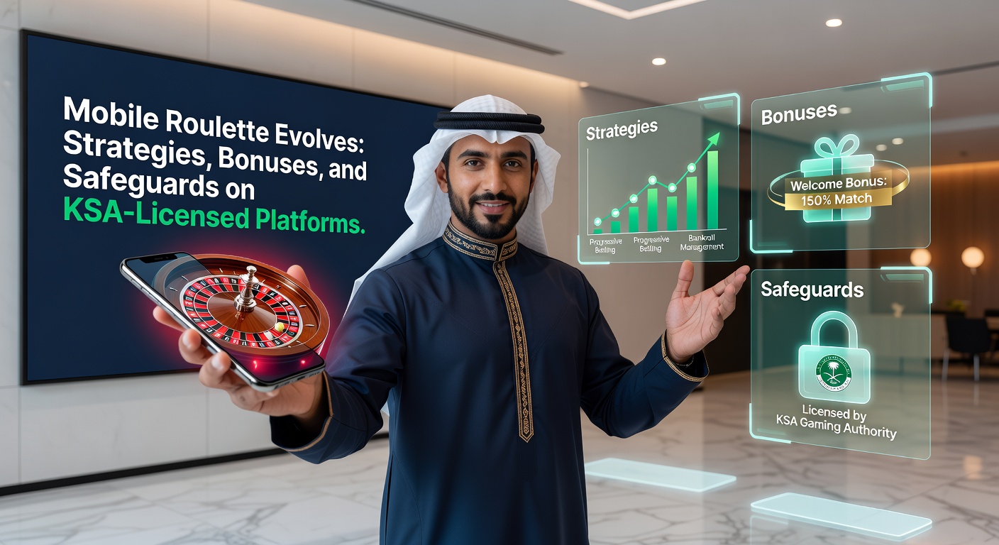 Smartphone met mobiele roulette interface op een KSA-gelicenseerd platform, inclusief live dealer en bonusaanbiedingen