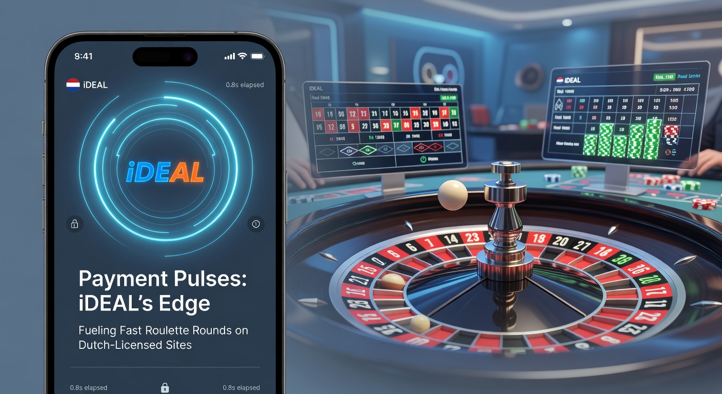 Grafiek met statistieken over iDEAL-transactiesnelheden versus andere methodes, inclusief pieken tijdens roulette-pieken op Nederlandse casino-apps, met KSA-logo op de achtergrond